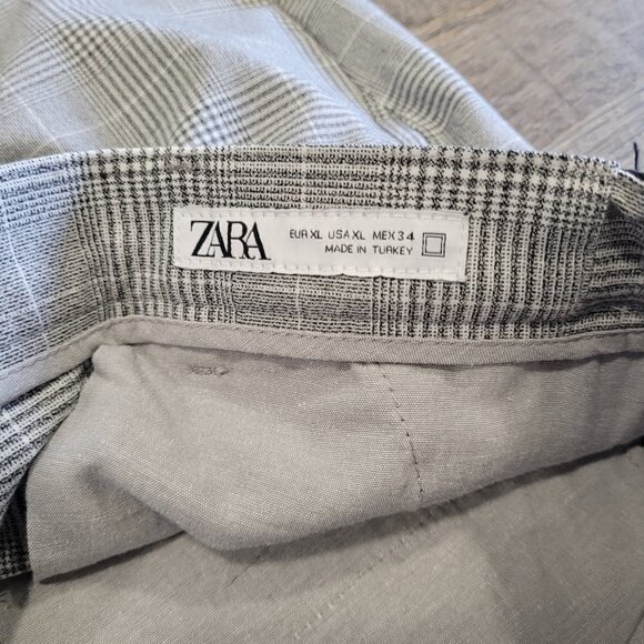 ZARA | Plaid Trousers Stretch Waist Dress Pants | Sz. XL - Picture 10 of 14